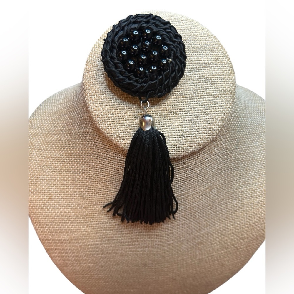 Vintage Black Tassel Brooch